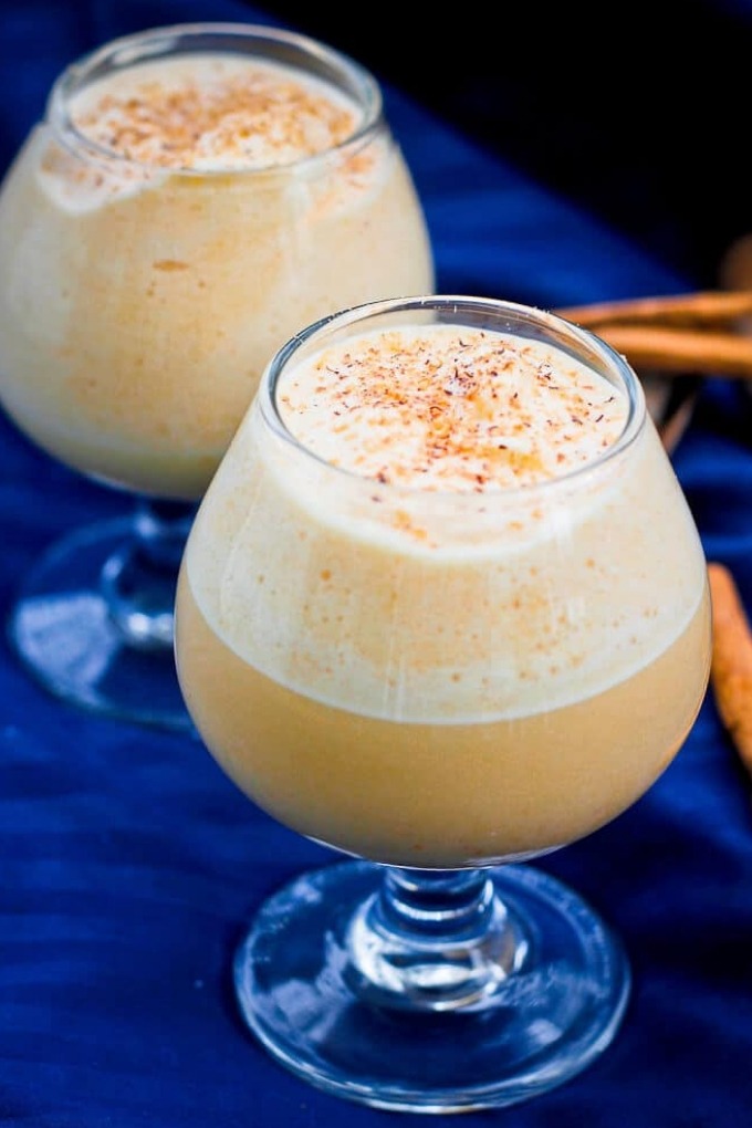 15 Fall Cocktails - two full glasses of pumpkin eggnog