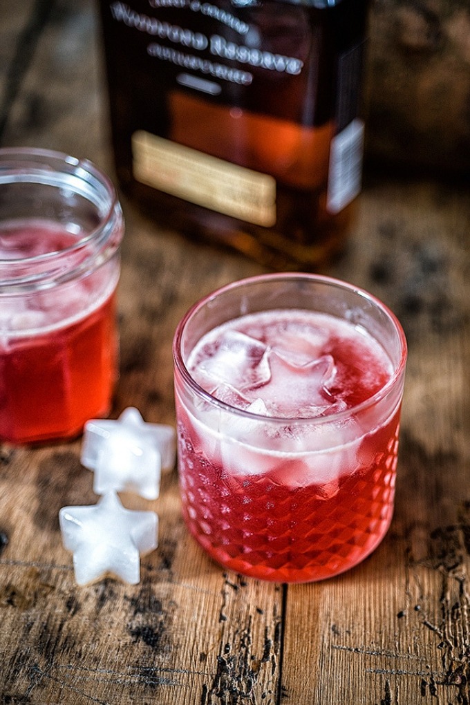 15 fall cocktails - red scofflaw in clear cocktail glass