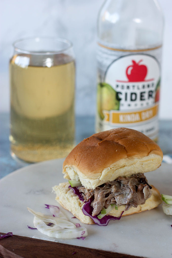 Apple Cider Pulled Pork Sliders www.thehomecookskitchen.com - a great recipe for your next game day party!