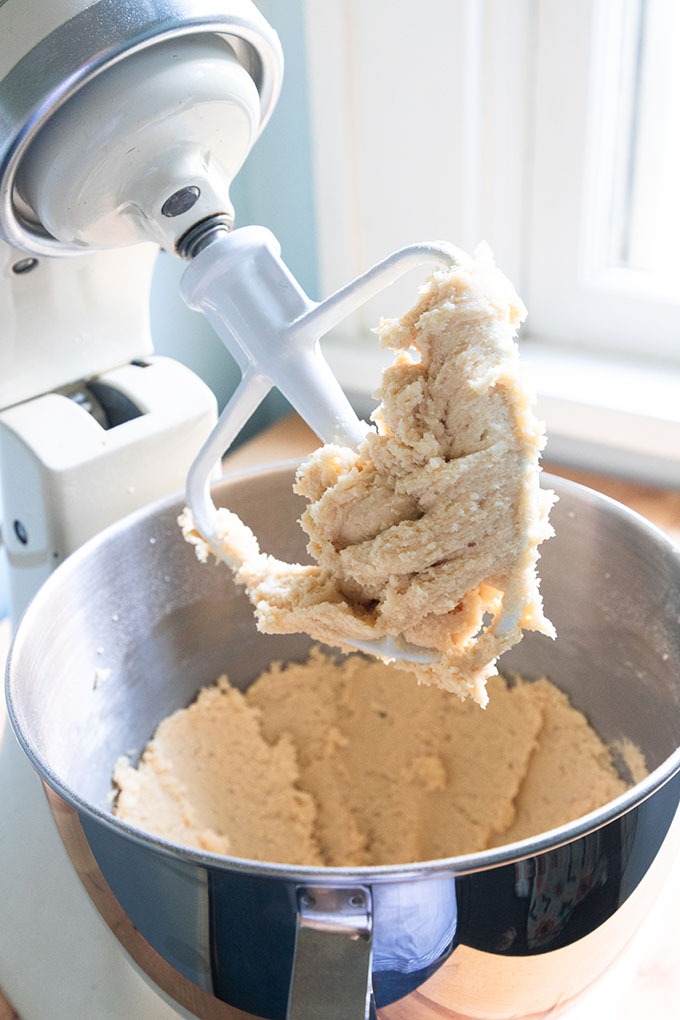 shortcake batter in mixing bowl