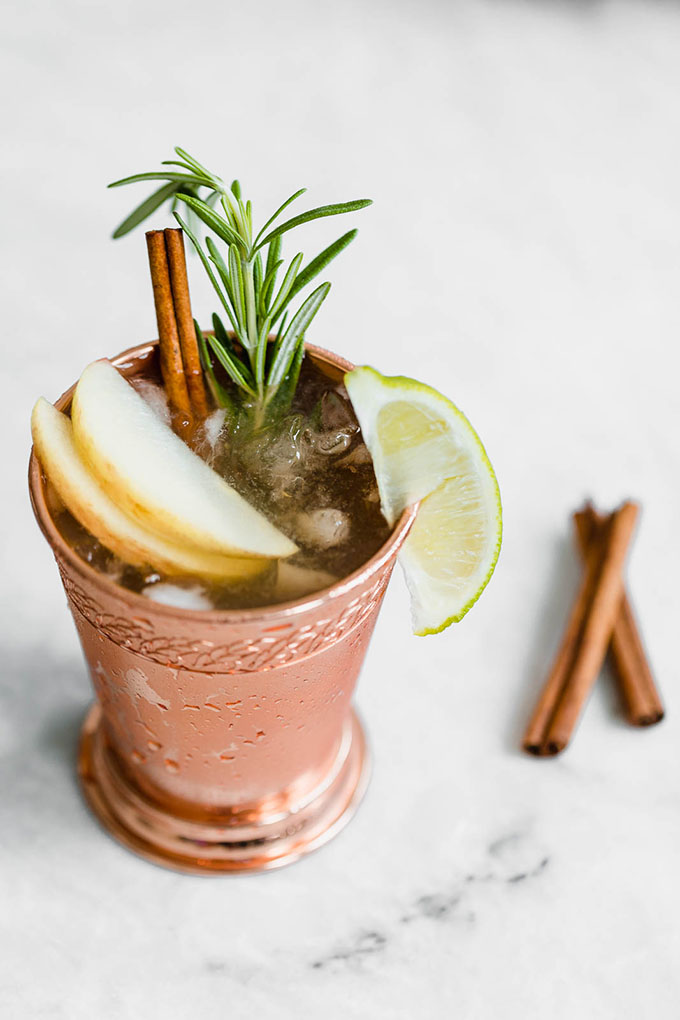 autumn moscow mule on marble board