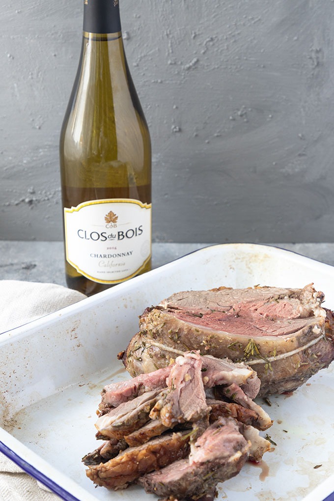 cooked boneless lamb roast with chardonnay