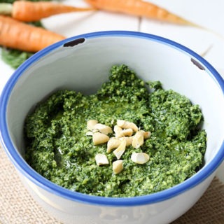 Carrot Top Pesto www.thehomecookskitchen.com easy to make, delicious and a perfect use for the vegetable