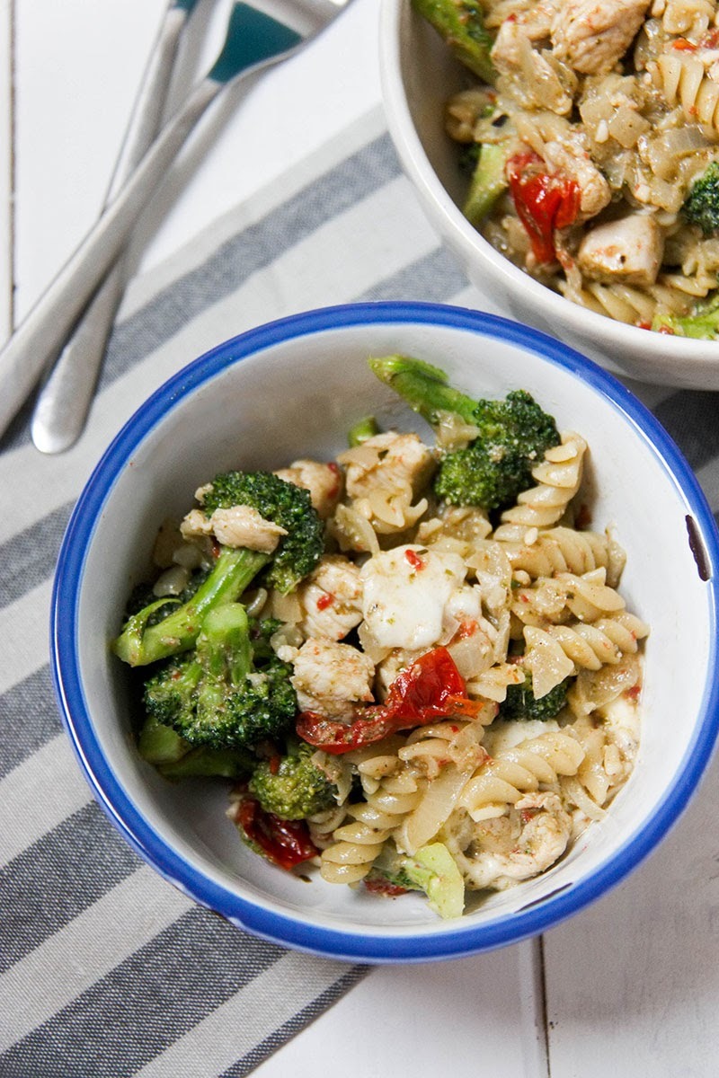 Chicken Pesto Pasta with Sundried Tomato www.thehomecookskitchen.com super easy, weeknight meal!