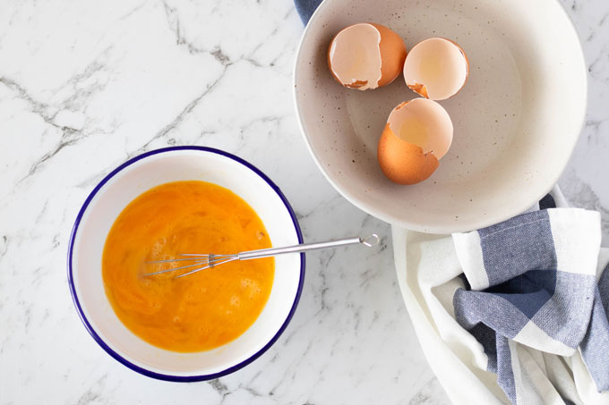 eggs beaten in small bowl