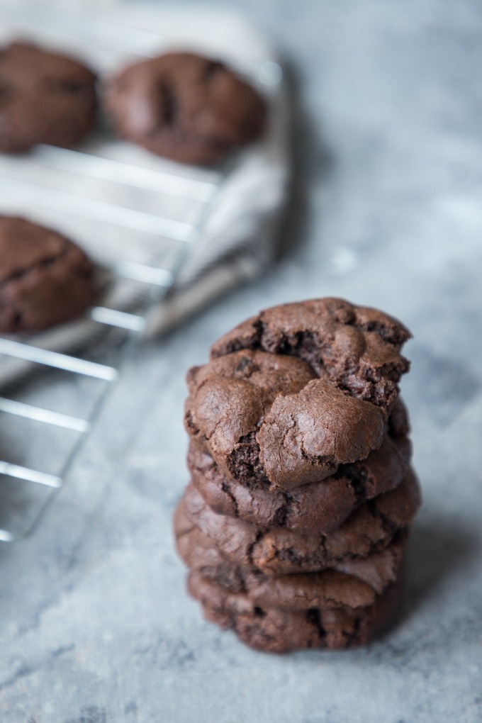 chocolate ginger cookies stacked on one another