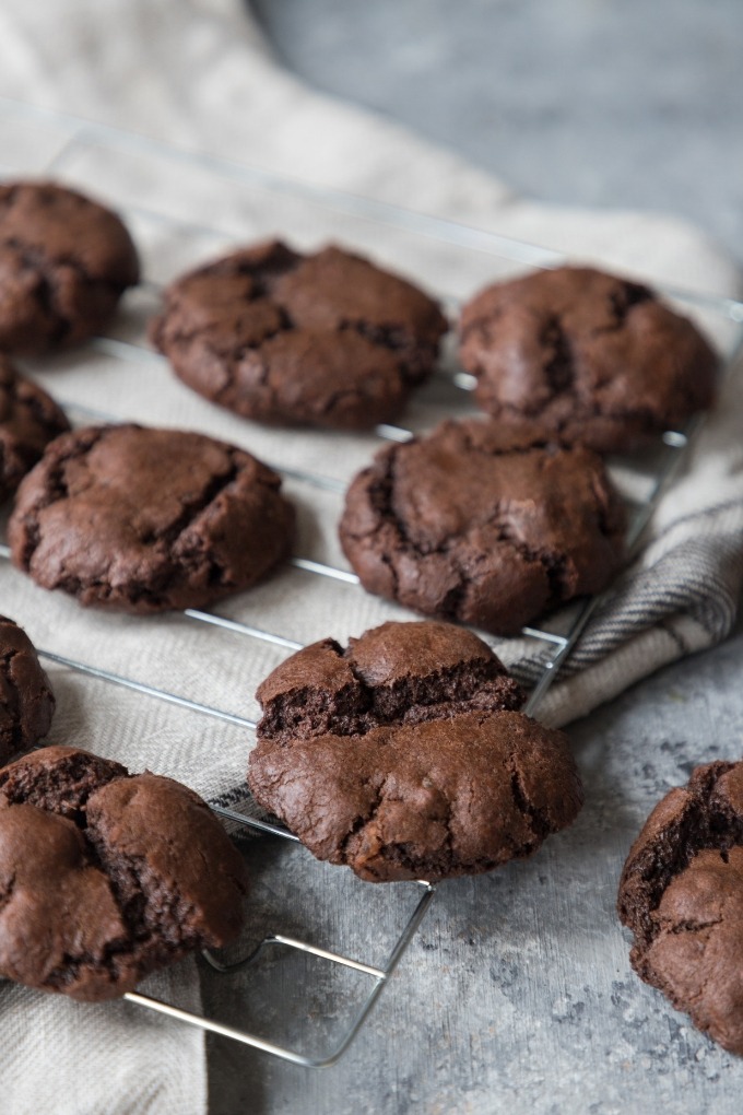 chocolate ginger cookies on wire rack