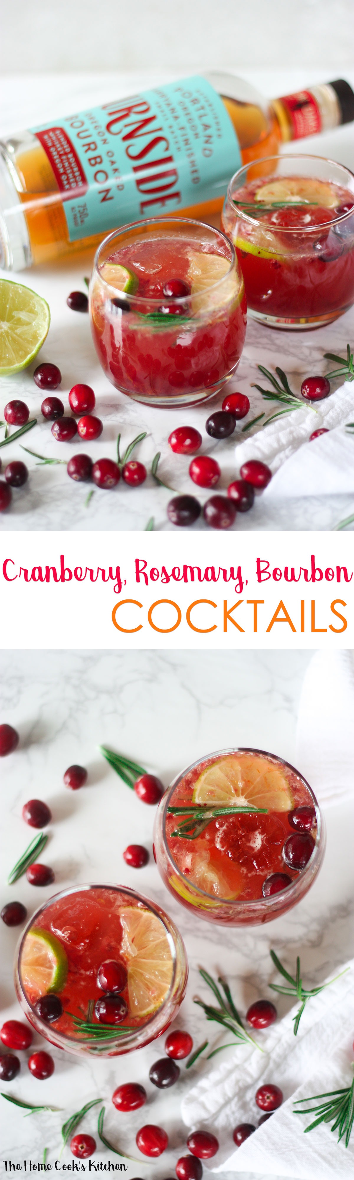 Cranberry Rosemary Bourbon Cocktails pin for later!