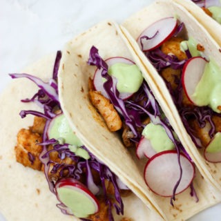 Fish Tacos with Avocado Lime Cream www.thehomecokskitchen.com