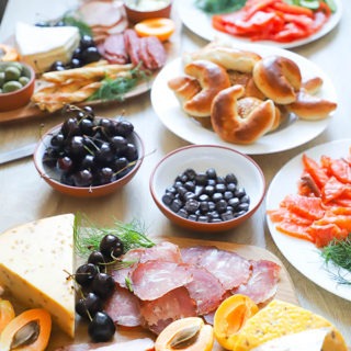 latvian style charcuterie board on wooden table