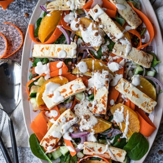 haloumi salad on large platter