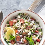 israeli couscous salad pinterest graphic