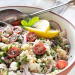 israeli couscous salad pinterest graphic