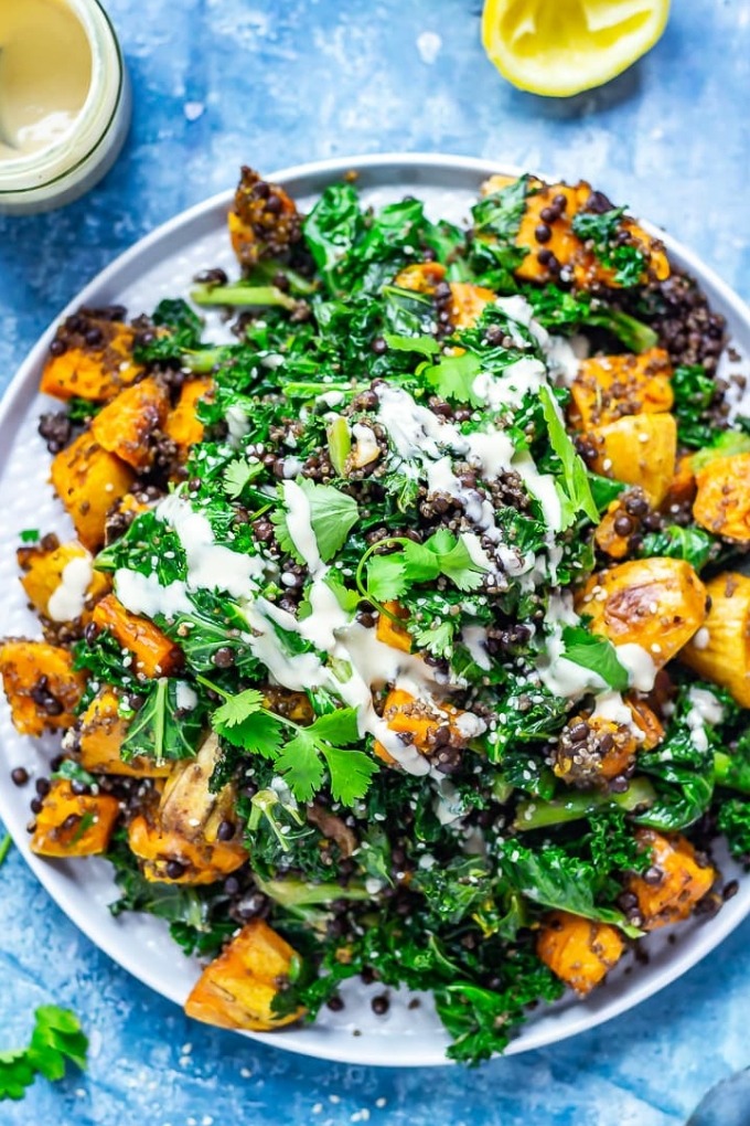 20 falls salad recipes - lentil sweet potato salad