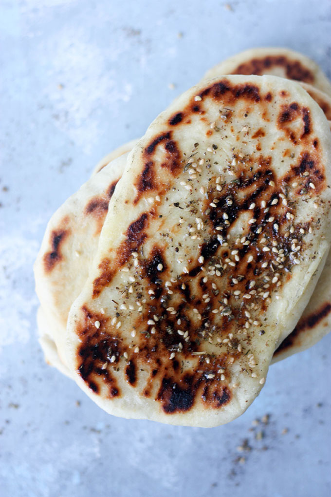 Light, fluffy naan bread www.thehomecookskitchen.com Za'atar Naan Bread