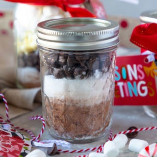 hot chocolate in small mason jar