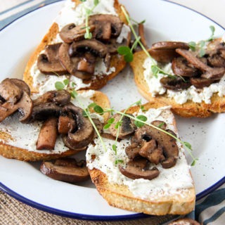 Mushroom Goat Cheese Bruschetta - the perfect meal for a lazy weekend brunch www.thehomecookskitchen