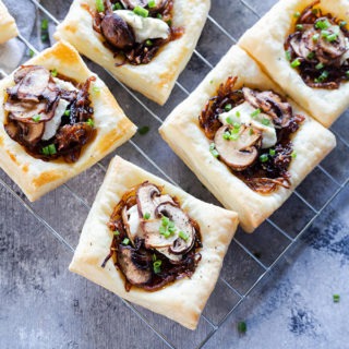 mushroom tart on wire rack