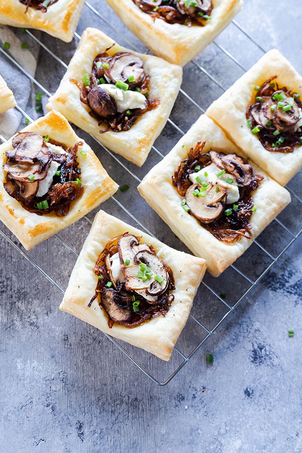 mushroom tart on wire rack