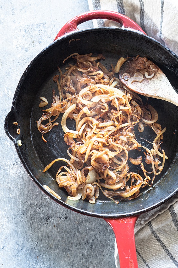 cooked onion in skillet