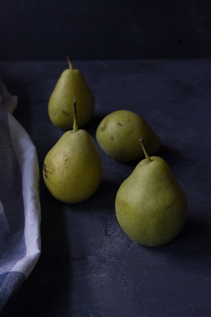 four pears on black board