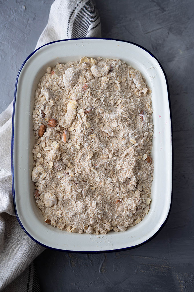 unbaked rhubarb crumble