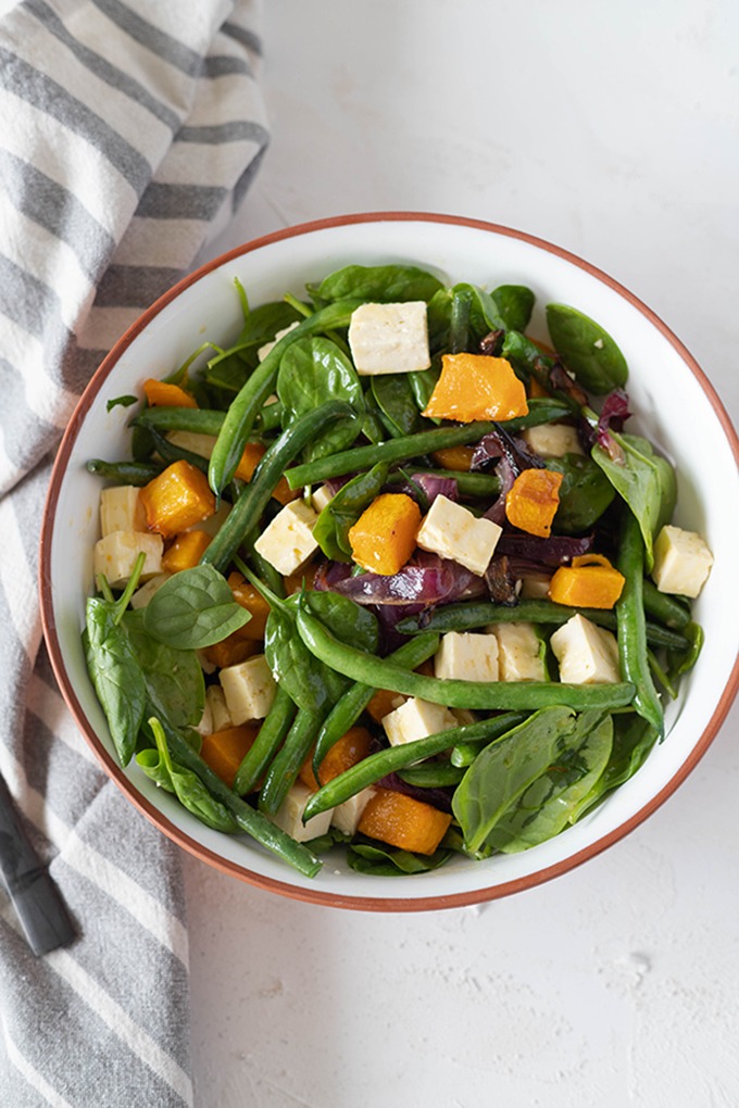 roast pumpkin salad in bowl