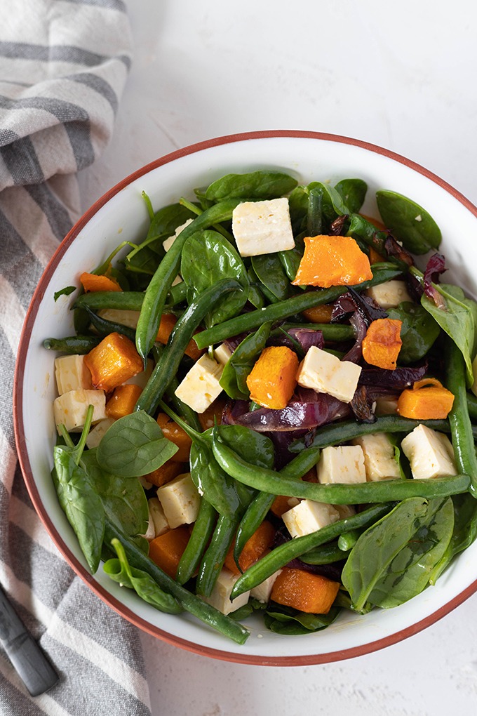 roast pumpkin salad in bowl