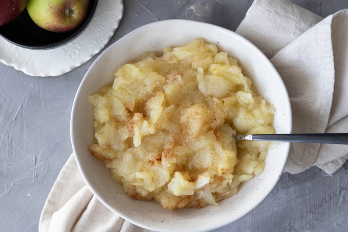 stewed apples in large bowl 