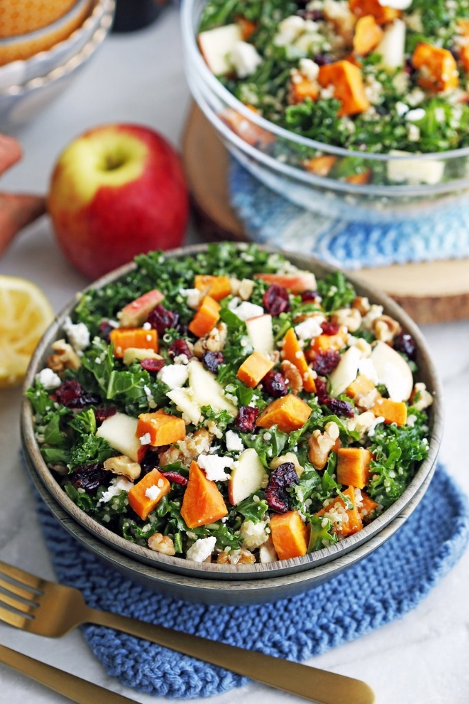 20 fall salad recipes - sweet potato quinoa kale salad