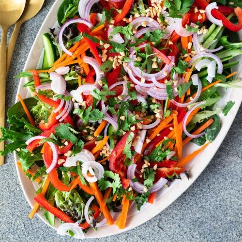 Thai green salad on large platter