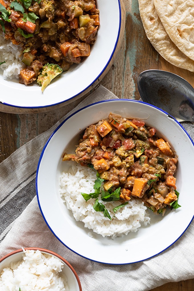 vegetable coconut curry on plate