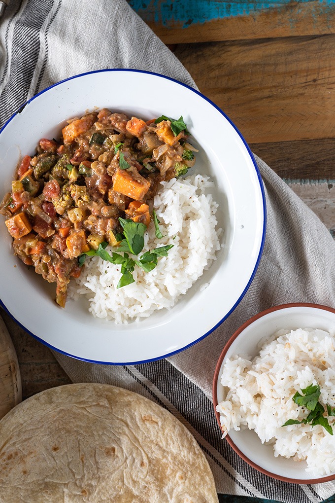 vegetable coconut curry in bowl